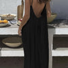 Women's Lightweight Halter Neck Maxi Dress – Sleeveless Backless Tie Detail, Loose Fit Beach & Vacation Dress