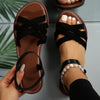 Women's Crisscross Strap Flat Sandals – Lightweight Open Toe Ankle Strap Summer Shoes