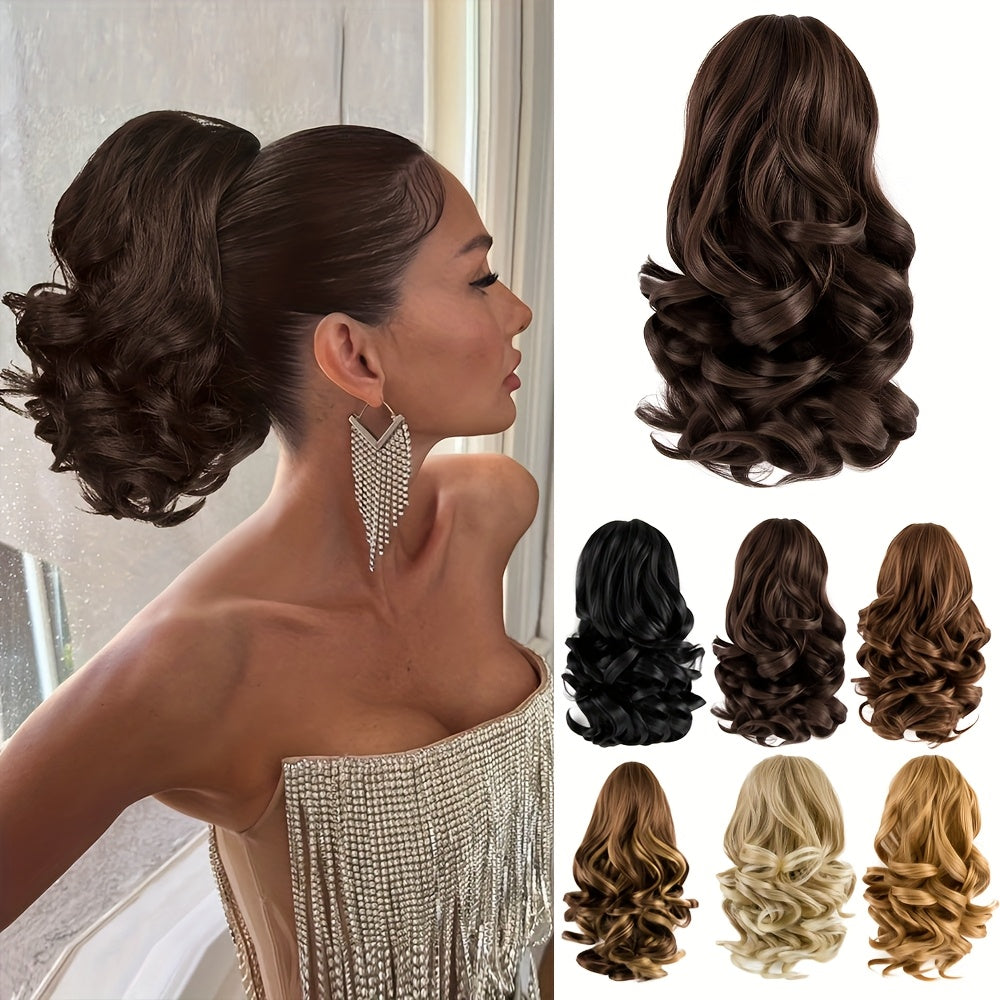 Curly Wavy Clip-In Ponytail – Clip-On Volumizing Hair Extension for Women – Heat-Resistant Fiber