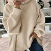 Plus Size Turtleneck Knitted Sweater - Cozy Long Sleeve Pullover for Curvy Women, Fall Winter