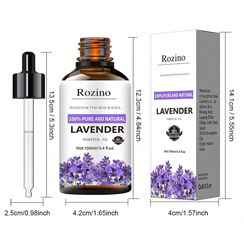 ROZINO Pure Lavender Essential Oil – Skin, Hair, Massage & Diffuser Aromatherapy Gift