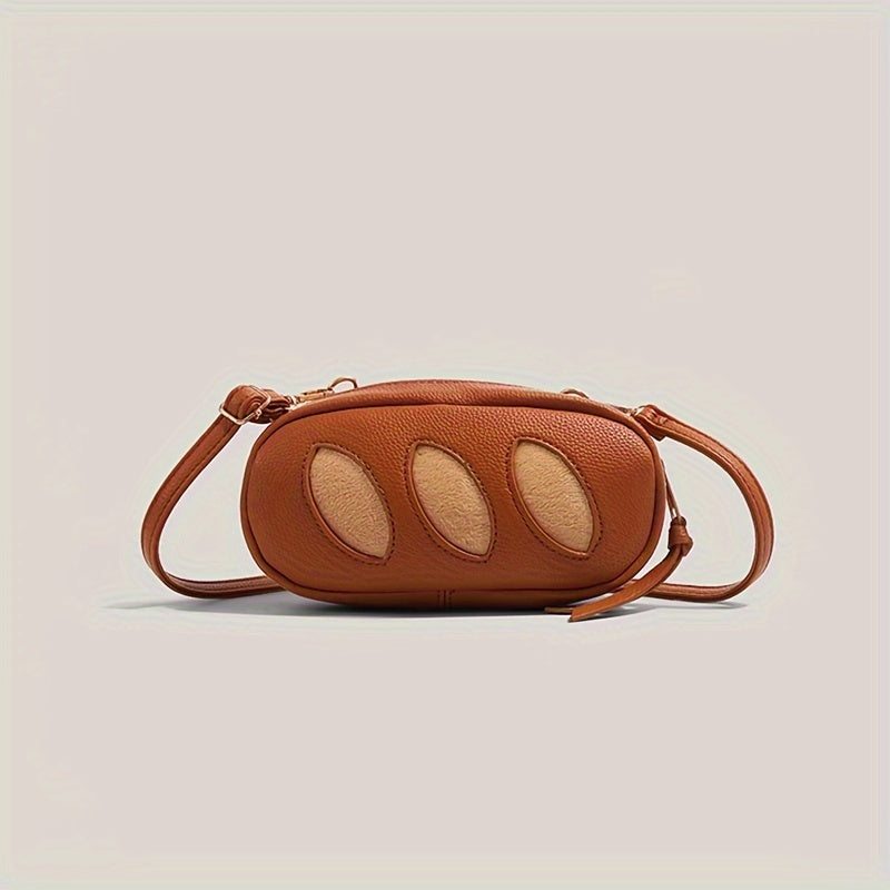 Baguette Bread Crossbody Bag - Cute PU Leather Shoulder Bag with Adjustable Strap, Multifunctional Commuter Purse