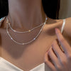 2-Pack Silver-Plated Sparkling Chain Necklaces, Delicate Bridal & Everyday Copper Jewelry