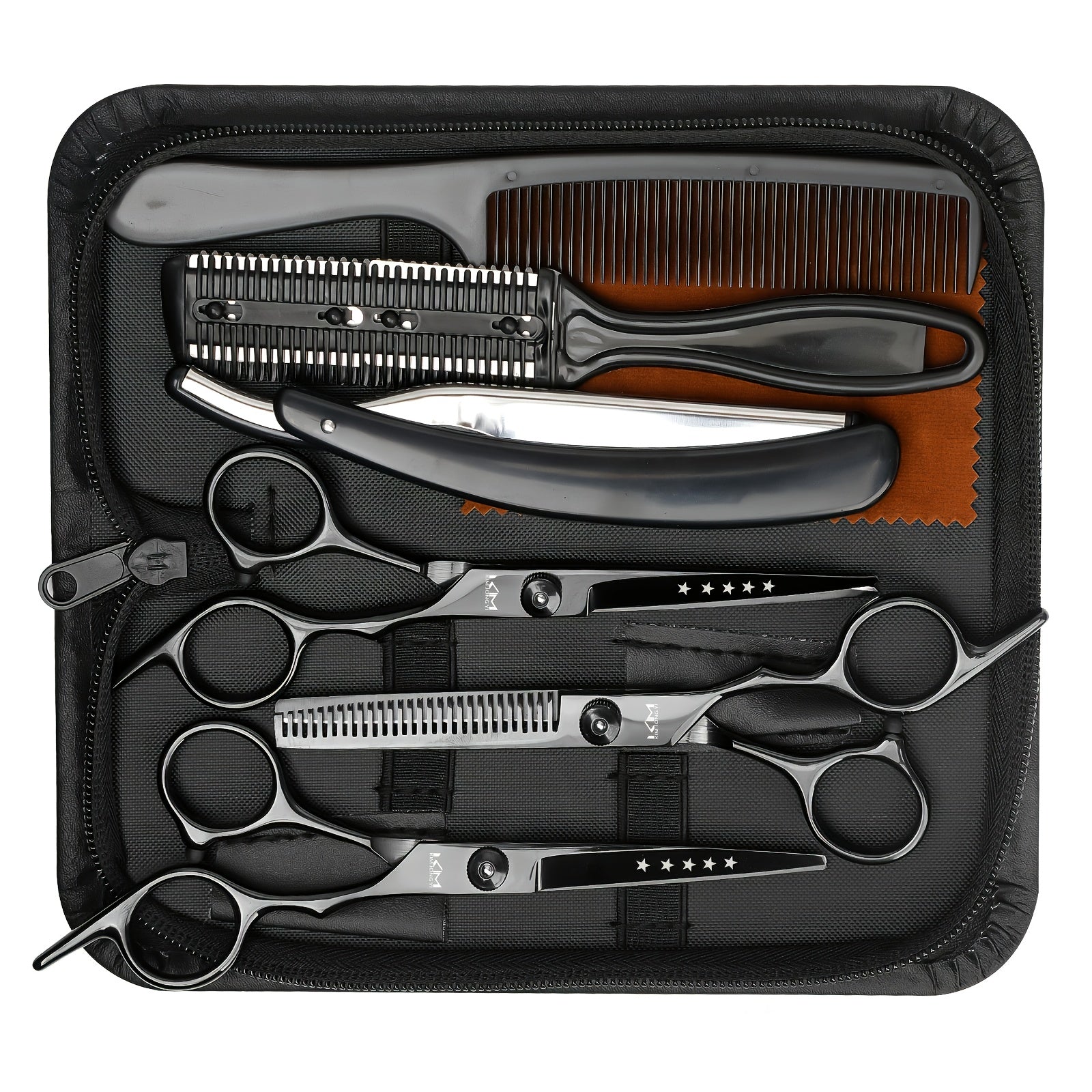 7-Piece Professional Hair Clipper & Thinning Scissors Set — Salon Mixing Shears, Razor & Accessories