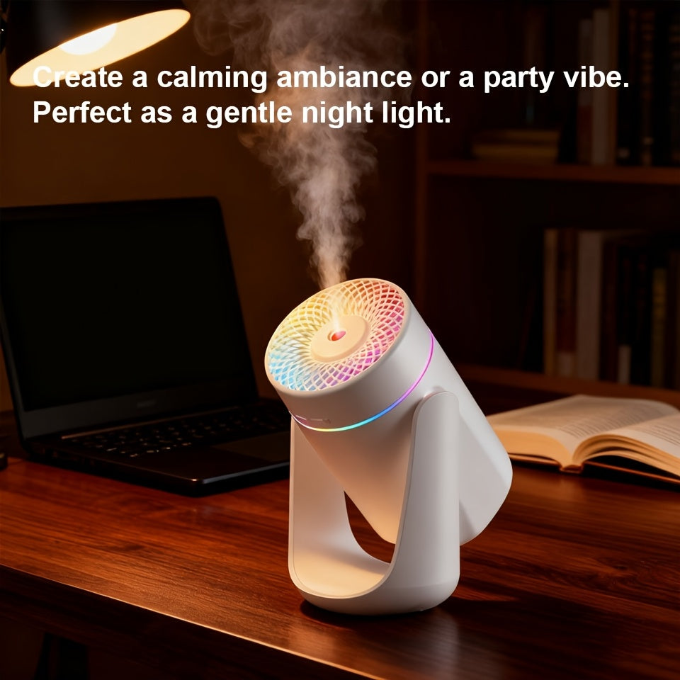 High-Capacity USB Mist Humidifier with LED Color Breathing Light & Essential Oil Diffuser — Desktop Aromatherapy for Office, Bedroom & Living Room
