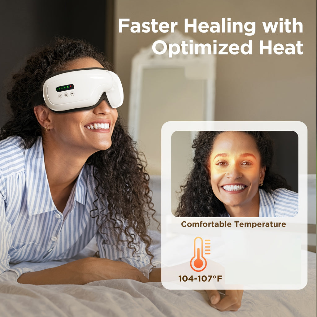Portable Eye Massager with Heat & Music – USB-Powered Smart Eye Mask for Puffiness, Relaxation & Sleep, Ideal Gift for Women & Seniors