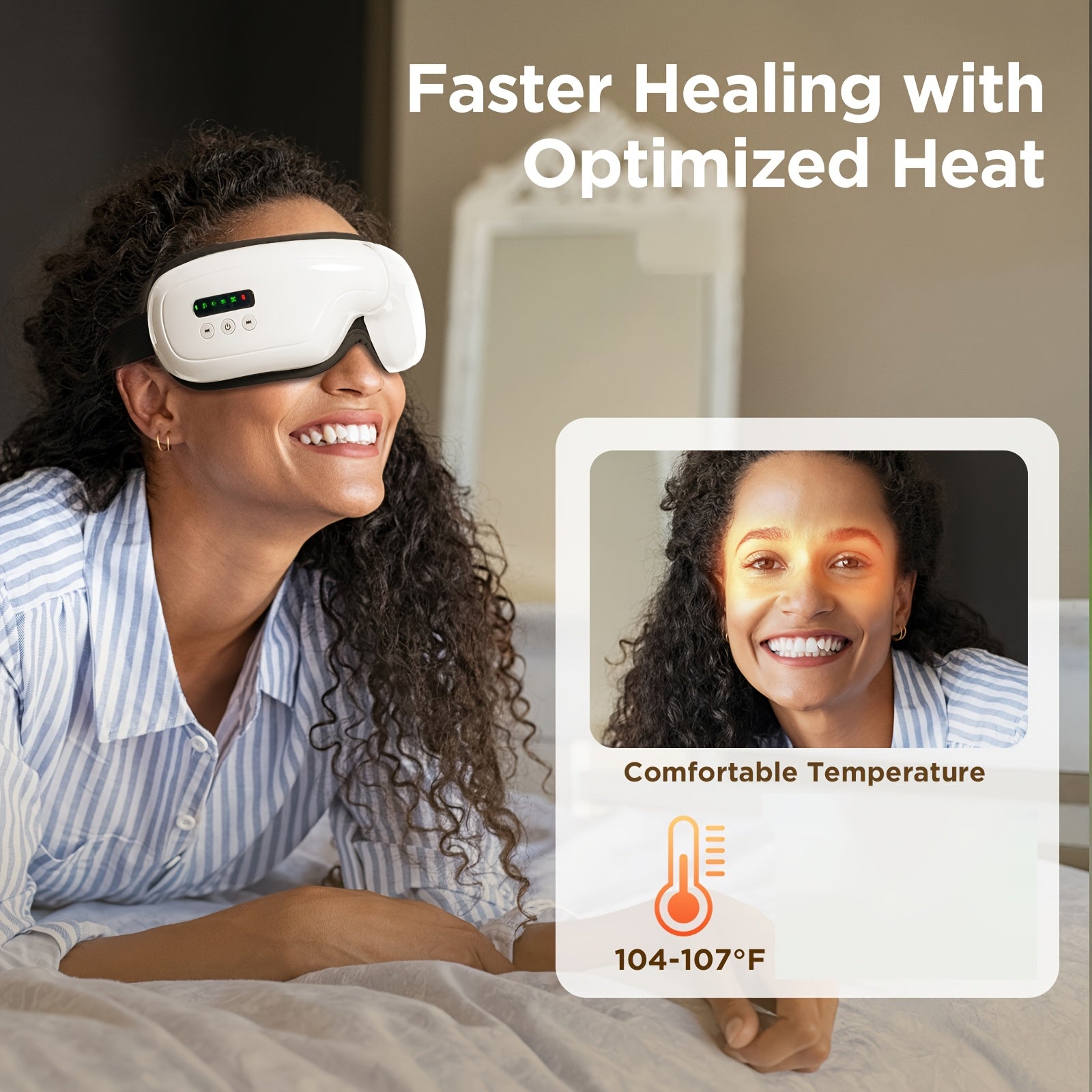 Portable Eye Massager with Heat & Music – USB-Powered Smart Eye Mask for Puffiness, Relaxation & Sleep, Ideal Gift for Women & Seniors