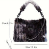 Women's Quilted Plush Shoulder Bag – Soft Fluffy Handbag with Zipper for Wedding, Party & Everyday (Black, Brown, Purple, Blue, White)