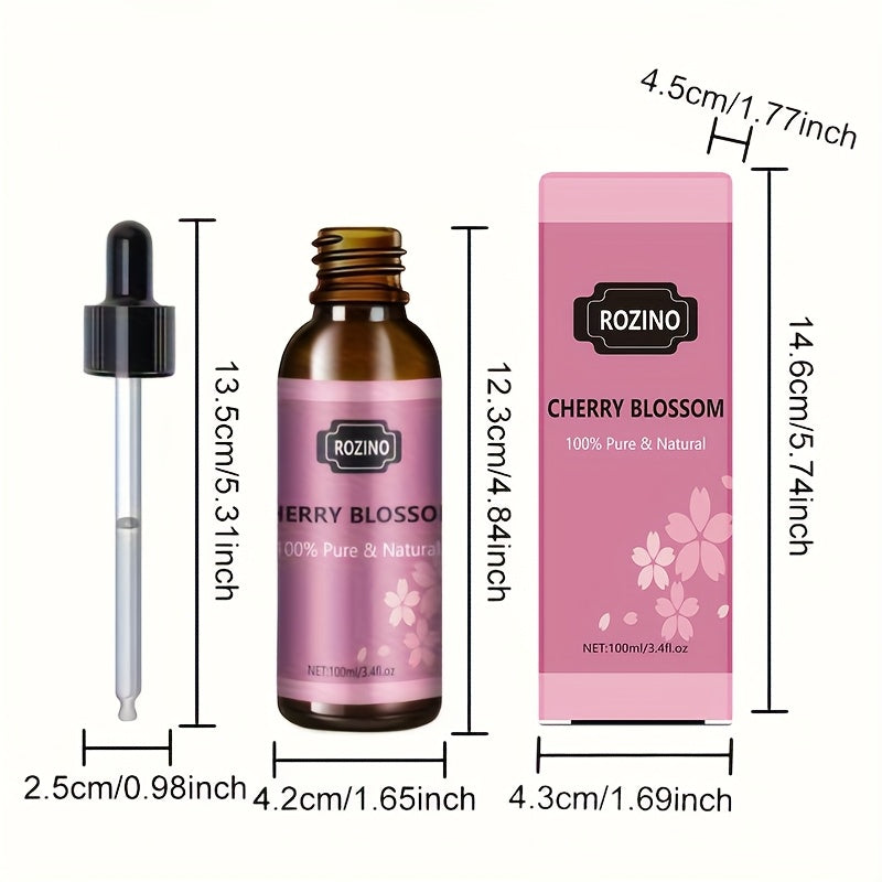 ROZINO 100% Pure Cherry Blossom Essential Oil – Plant Oil for Hair, Face & Body | Sensitive Skin Friendly (Dilute Before Use)