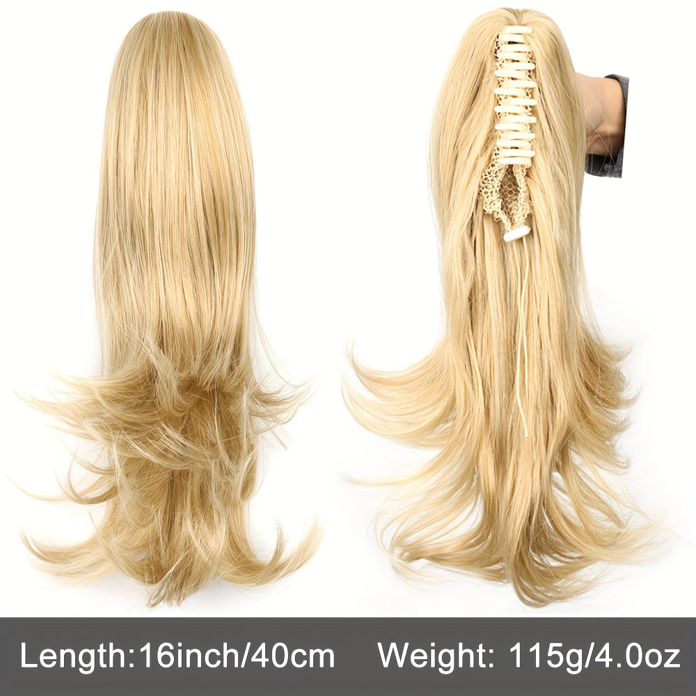 Clip-In Curly Wavy Ponytail Extension Claw – Flexible Synthetic Hairpiece for Women