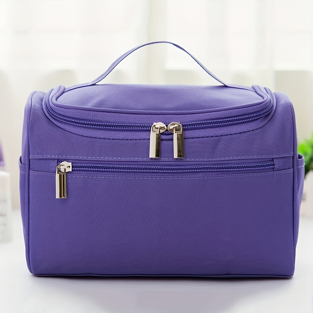 Large Capacity Travel Toiletry Bag – Multifunctional Oxford Fabric Cosmetic Organizer with Zipper & Top Handle (Men & Women)