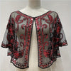 Beaded Sequin Shawl Short Mesh Capelet – Sparkle Party Wrap Cover-Up, 18 in (46 cm)