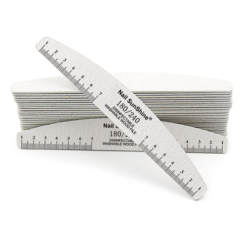 10-Pack Half-Moon Nail Files & Buffers – 80/100/150/180/240 Grit – Birch Wood Sandpaper for Manicure & Pedicure