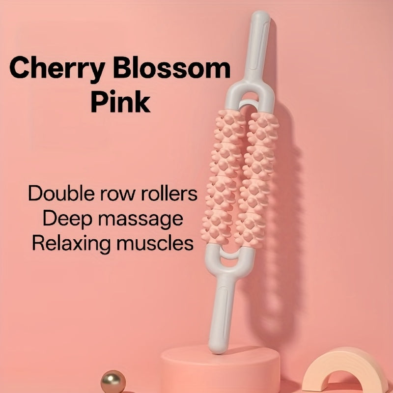 8-Roll Manual Handheld Massager with Soft & Firm Nodes, Phthalate-Free Portable Muscle Roller for Neck, Back & Legs, Pink/Blue — Ideal Gift for Seniors