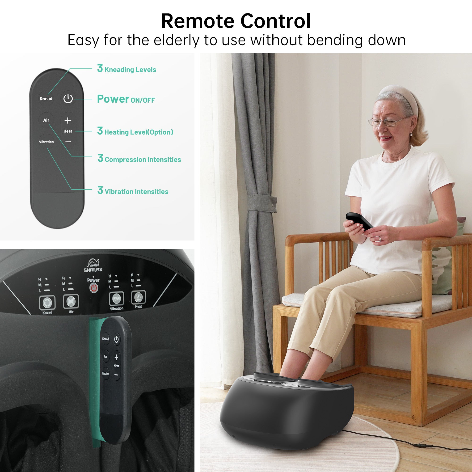 Snailax Shiatsu Foot Massager with Heat – Deep Kneading, Compression & Vibration, Open-Toe Fits Up to Men’s Size 13