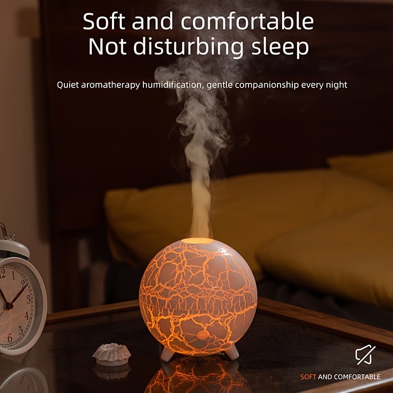 Crackled-Globe Ultrasonic Humidifier & Essential Oil Diffuser – Compact Desktop Mist Maker for Office & Bedroom