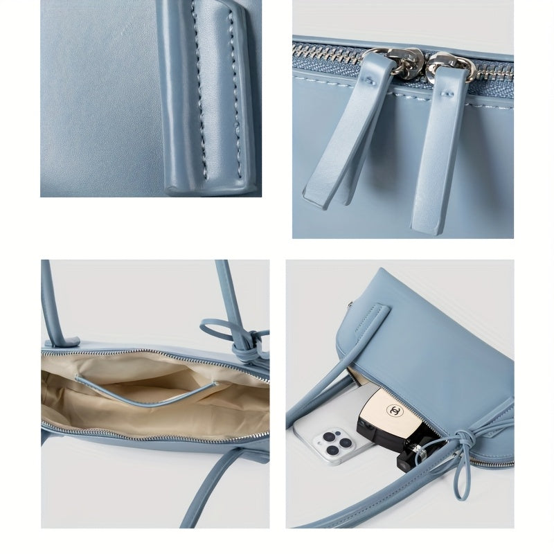 Heart Charm Large Capacity Baguette Shoulder Bag - PU Handbag for Women