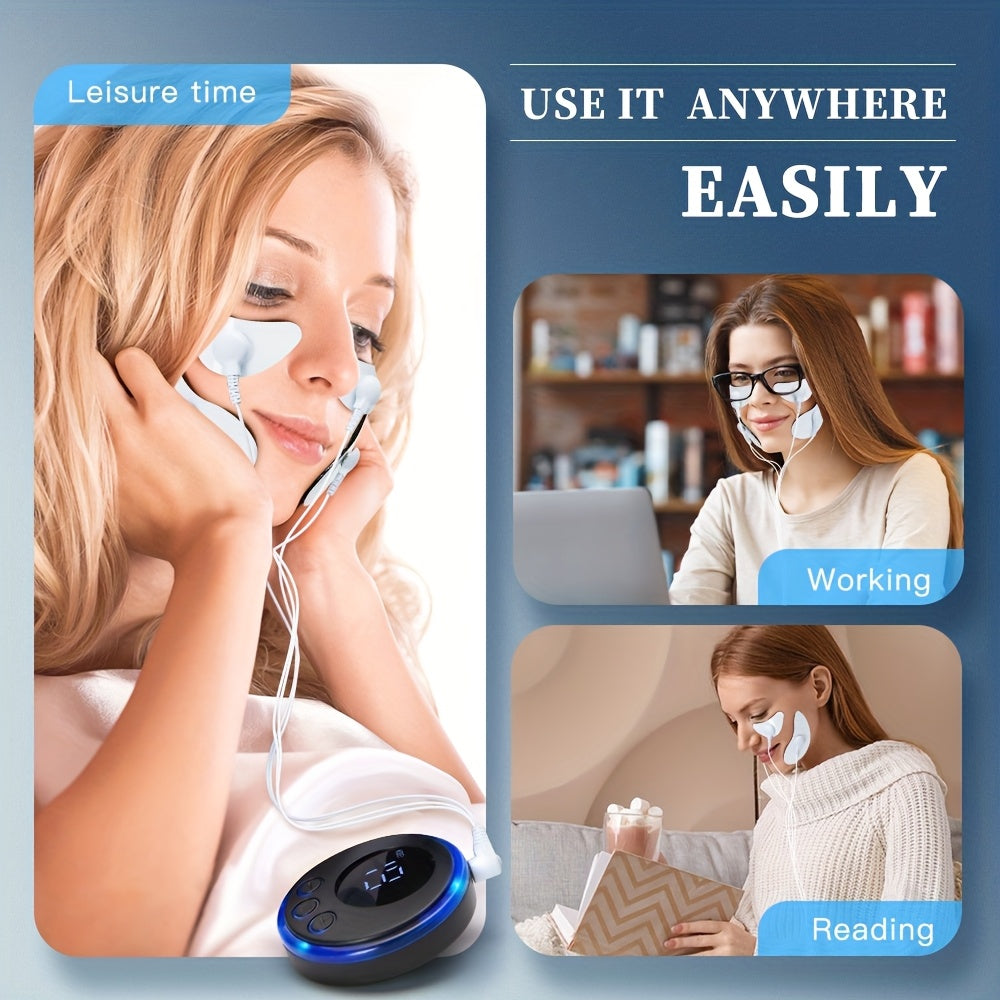 FDA Cleared KTS EMS Facial & Eye Massager Pro — Microcurrent TENS for Face Slimming, Anti-Aging & Eye Lift, 6 Modes 10 Levels, USB Rechargeable