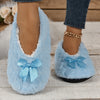 Women's Winter Plush Slip-On Slippers - Soft Indoor House Shoes with Barefoot Sensation Sole, Hand Washable, Cozy European Style (White/Black/Nude)