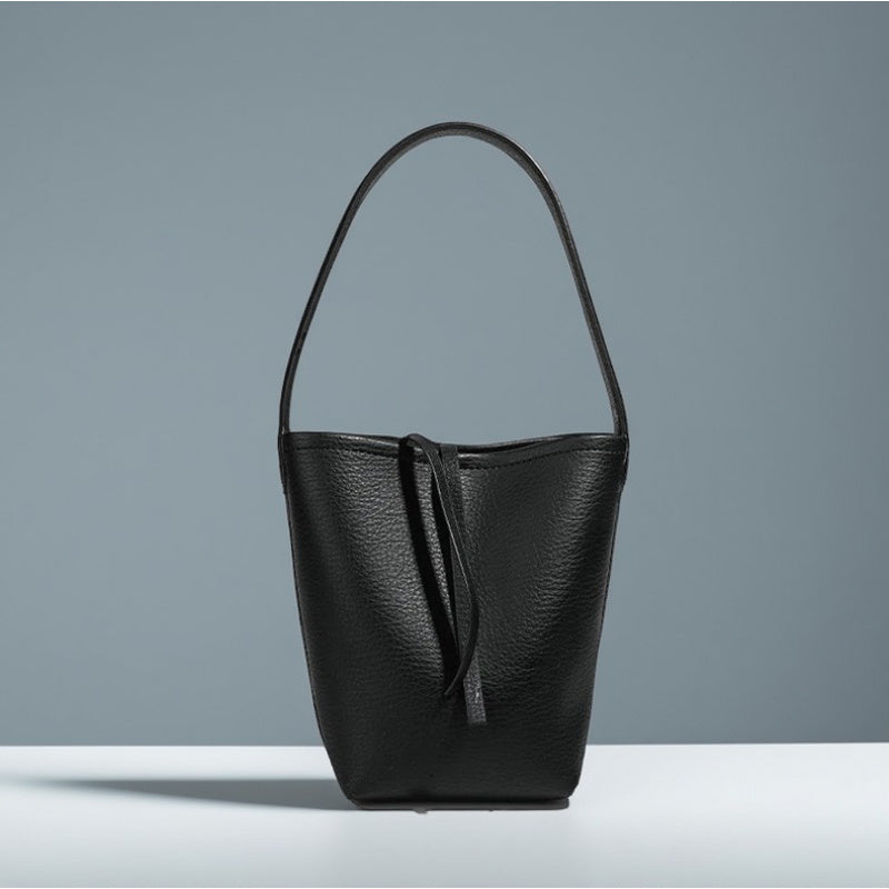 Women's Large Capacity Drawstring Tote – Structured PU Bucket Handbag with Gold-Tone Hardware for Work, Travel & Everyday