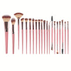 20/21/40-Piece Pink Makeup Brush and Sponge Kit with Large Travel Bag, Soft Nylon Brushes