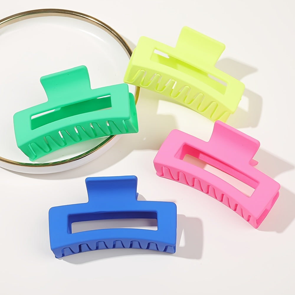4-Pack Medium Matte Hair Claw Clips for Women - Strong Hold Non-Slip Rectangle Jaw Clips for Thick and Thin Hair