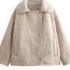 ARTPAGE Women's Suede-Like Faux Leather Jacket with Fur Lining — Short H-Line Black Winter Coat, Button Front Collar