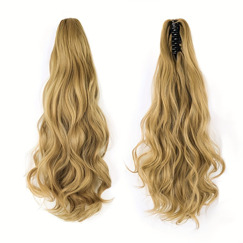 22-Inch (56 cm) Long Wavy Clip-In Ponytail Extension — Synthetic Claw Clip Hair Piece for Women