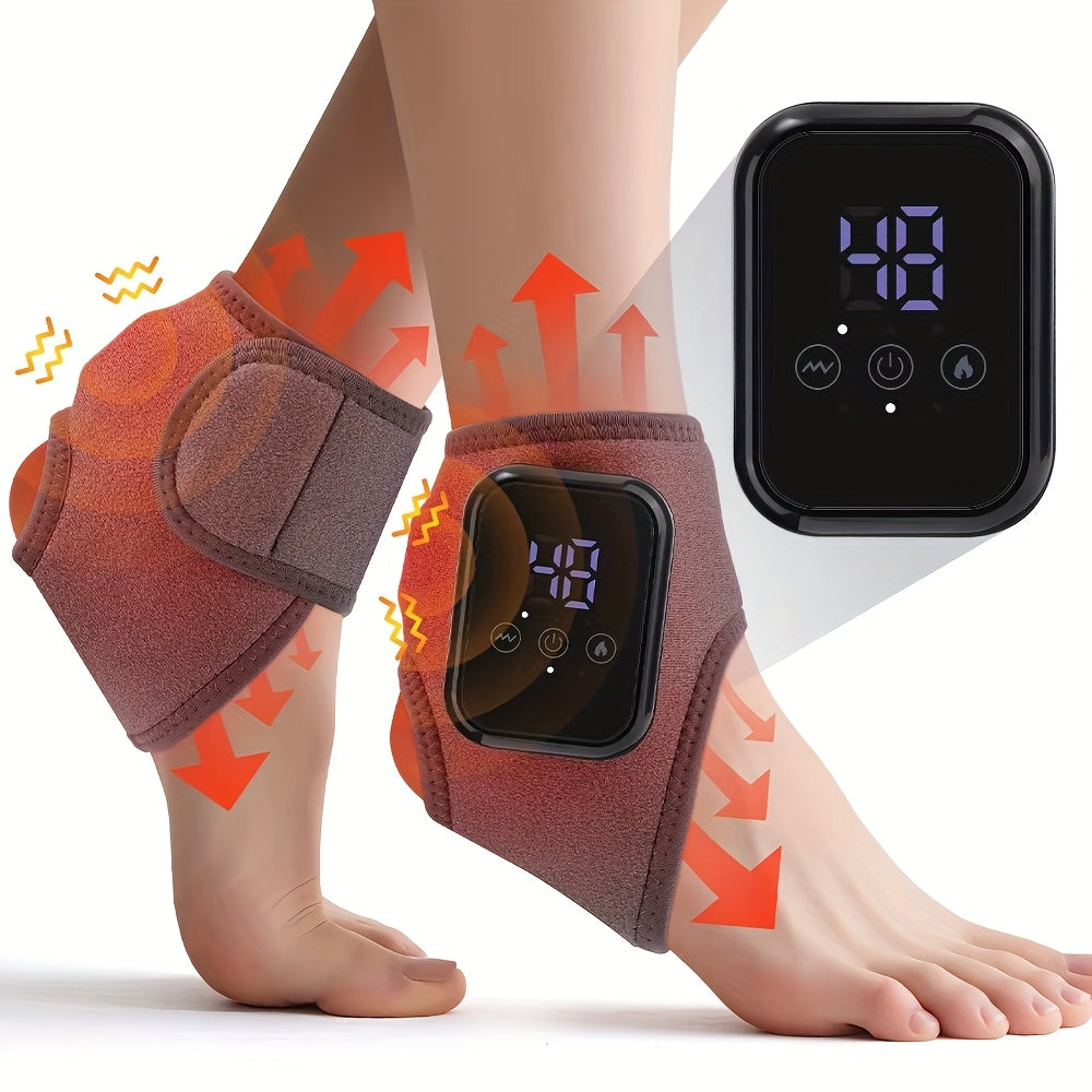 Wireless Heated Foot & Ankle Massager — 3 Vibration & 3 Heat Modes, USB Rechargeable, LCD Display, Portable