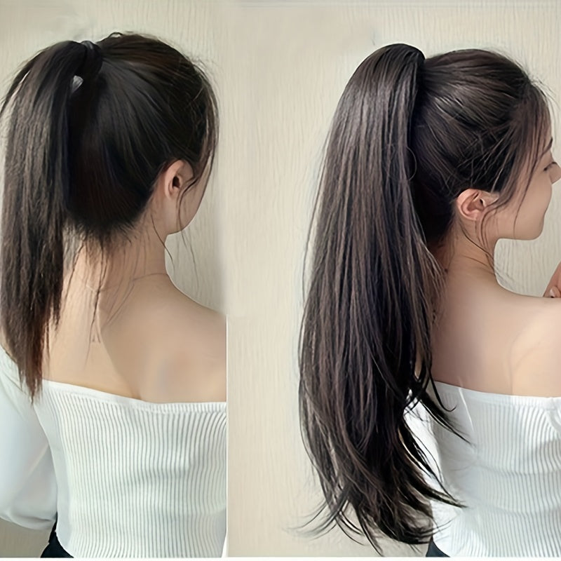 20-Inch (50 cm) Synthetic Straight Clip-In Ponytail Hair Extension - Long Claw Clip Hair Piece for Women
