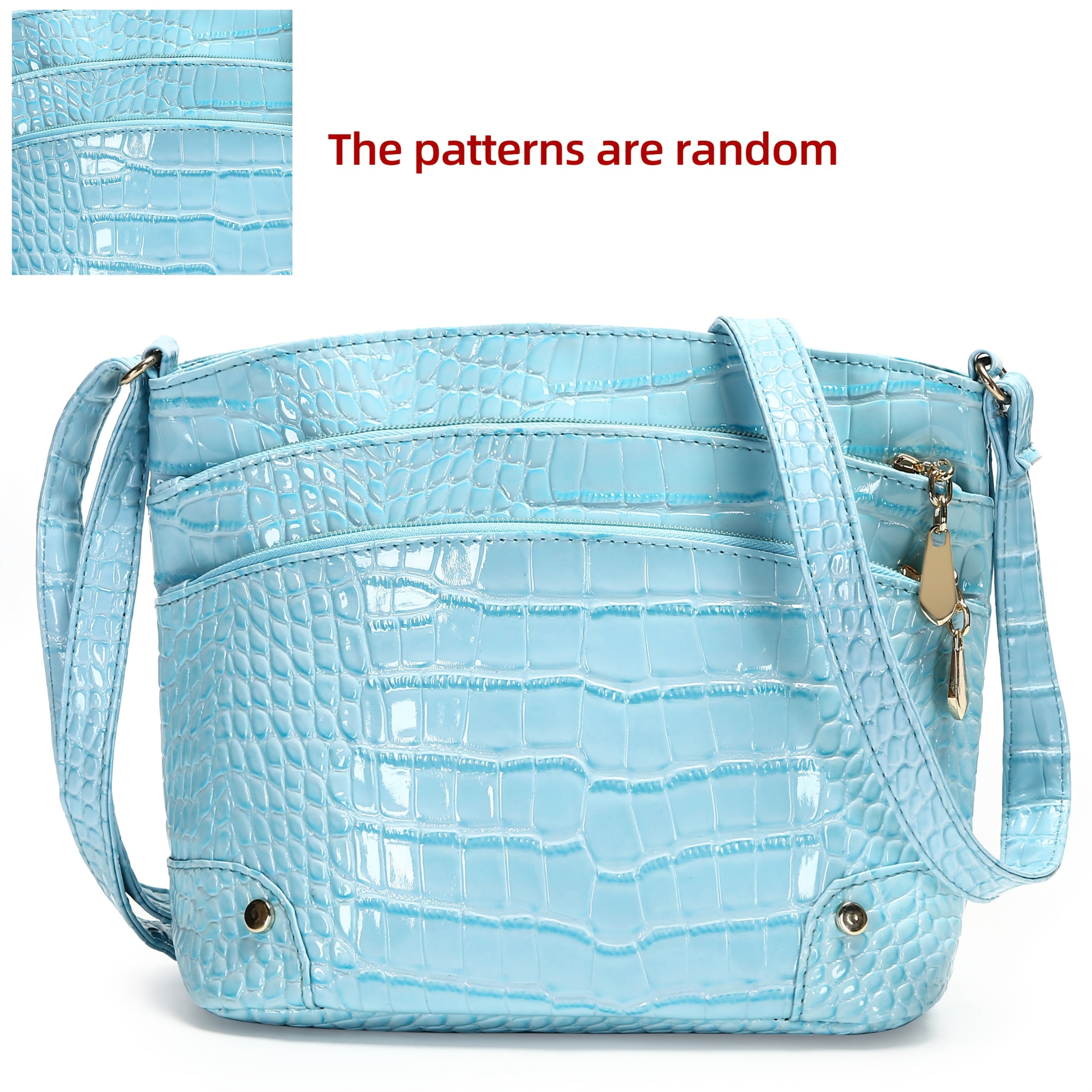 Crocodile Pattern PU Women's Shoulder & Crossbody Bag - Multi-Layer Large Capacity Bucket Bag
