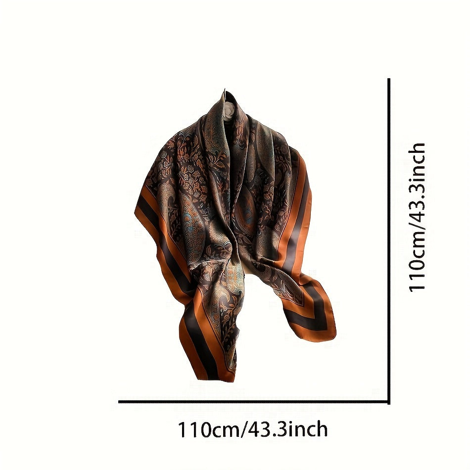 Elegant Floral Polyester Scarf for Women – Lightweight Woven Shawl, Breathable Botanical Wrap