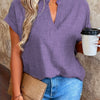 Women's V-Neck Blouse with Stand Collar – Lightweight Yellow Regular Fit Casual Top, 100% Polyester, Machine Washable