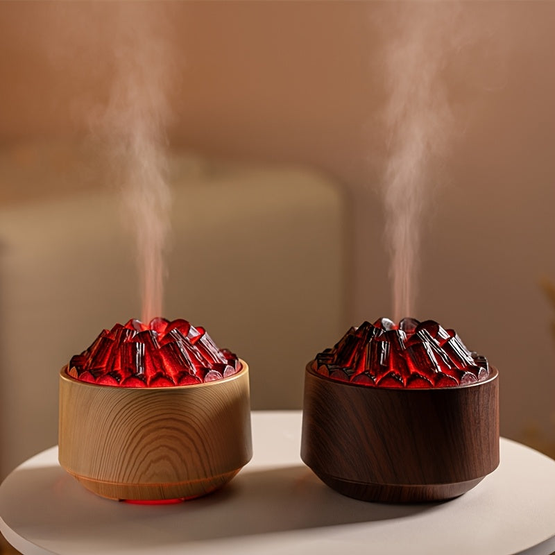 Campfire Desktop Humidifier & Aroma Diffuser — Soundwave Ultrasonic, Real Flame Effect, Dual Mist, Quiet USB Humidifier with LED Night Light & Auto Shut-Off (Black, Red, Purple, Green, Gold, Brown)