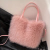 Women's Faux Fur Top-Handle Handbag - Soft Fluffy Purse with Removable Strap for Daily & Formal Use