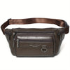 Genuine Leather Waist Bag – Multifunctional Multi-Pocket Hip Pack Fanny Pack for Travel, Hiking, Cycling & Running