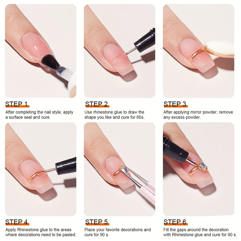 15ml (0.5 fl oz) Nail Rhinestone Glue — No-Wipe UV/LED Gel Adhesive for Crystals, Beads & 3D Nail Art