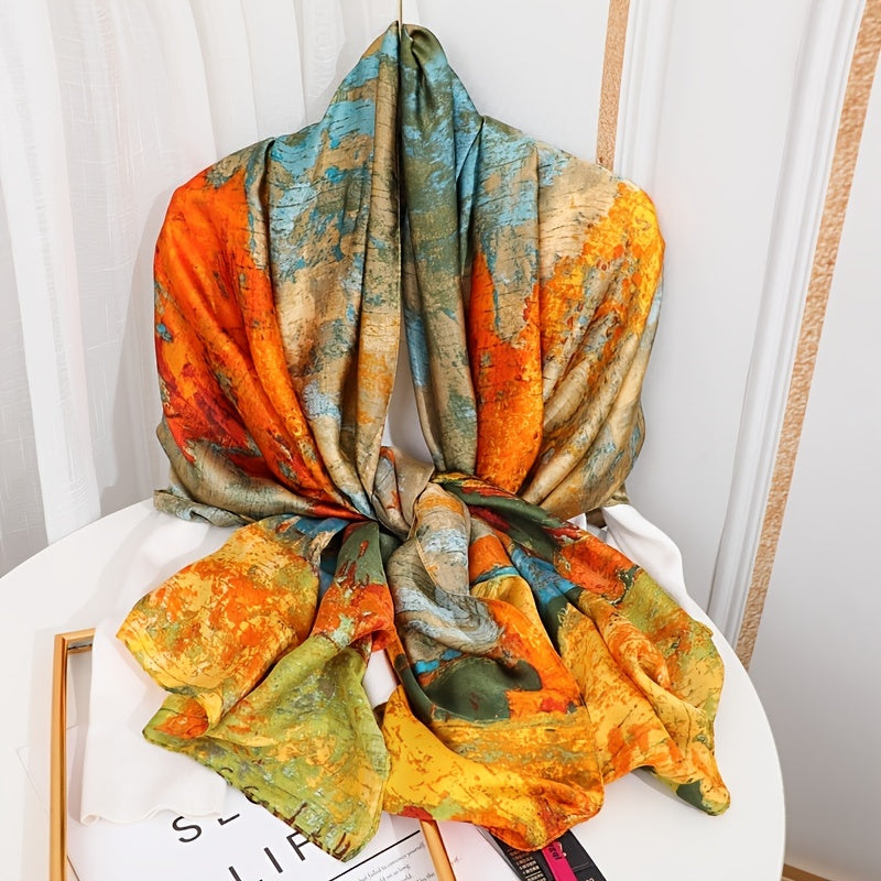 Elegant Landscape Print Scarf Shawl 35.4 in × 70.9 in (90 × 180 cm) Windproof Versatile Wrap for Women Hijab