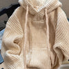 Cozy Pink Hooded Knit Sweater with Pockets - Warm Fall Winter Pullover for Women