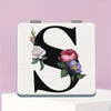 Alphabet Folding Handheld Makeup Mirror for Women & Girls - Floral & Heart Cutout Portable Vanity Mirror A-Z