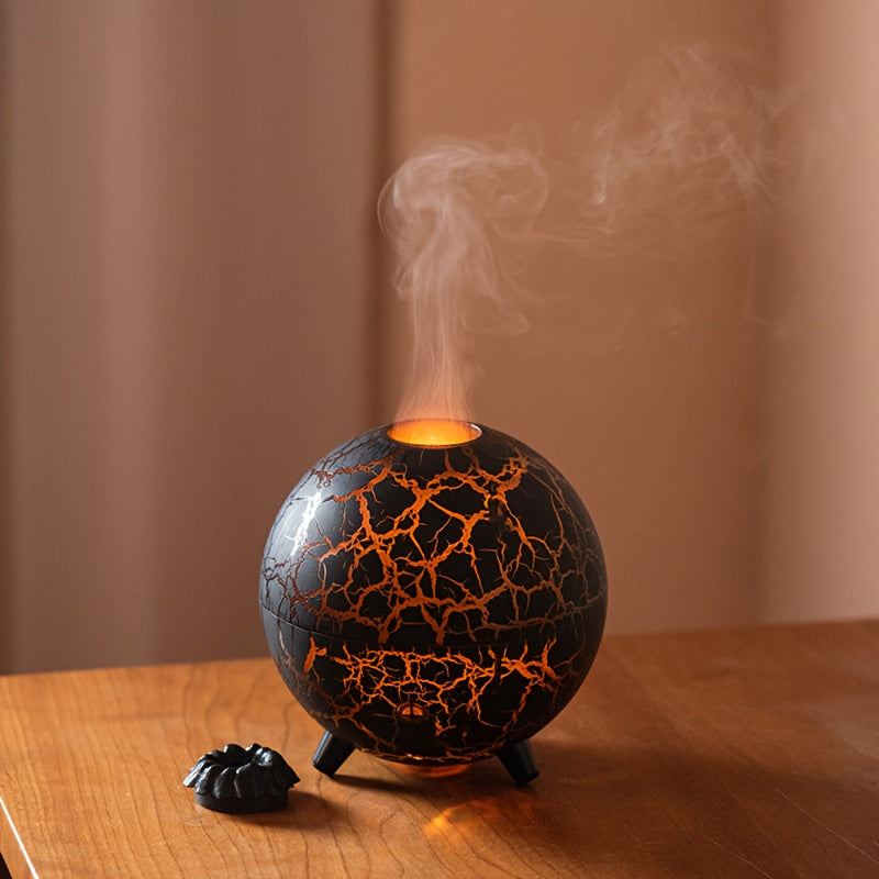 Crackled-Globe Ultrasonic Humidifier & Essential Oil Diffuser – Compact Desktop Mist Maker for Office & Bedroom