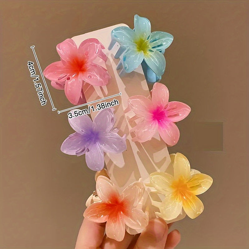 7-Pack Gradient Flower Hair Clips – Colorful Boho Hair Clips Set for Women & Teens, Cute Spring/Summer Accessories for Outings & Gifts