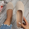 Women's Light Blue Knit Slip-On Flats with Ankle Strap, Round Toe Casual Shoes with Fabric Upper & Synthetic Lining