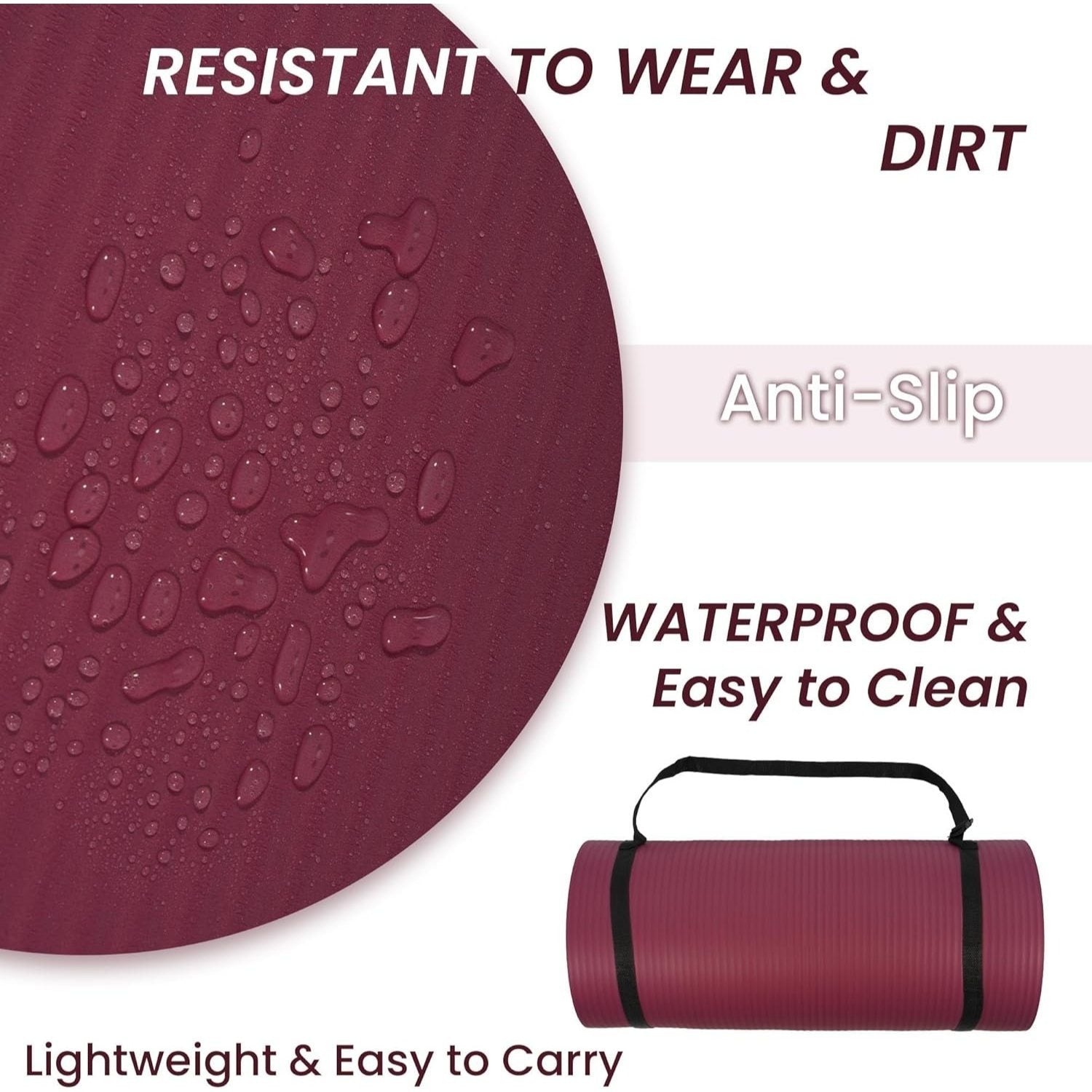 BalanceFrom 1" (25 mm) Extra Thick Yoga Mat - 71 in x 24 in (180 x 61 cm) High-Density Non-Slip Pilates & Exercise Mat with Carry Strap