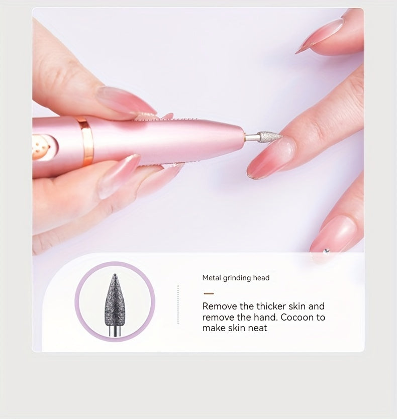 USB Rechargeable Nail Grinder – Cordless Portable Electric Manicure File for Thick Toenails, Nail Tech Tool (Light Beige)