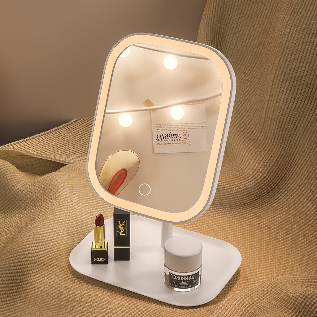 LED Lighted Makeup Mirror – Touch Control, 3 Light Modes, Foldable Portable Vanity & Travel Mirror with Rechargeable USB Battery