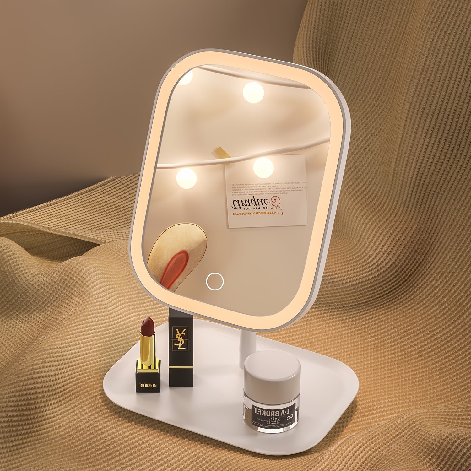 LED Lighted Makeup Mirror – Touch Control, 3 Light Modes, Foldable Portable Vanity & Travel Mirror with Rechargeable USB Battery