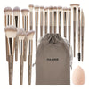 20-Piece Professional Makeup Brush Set — 18 Brushes with Flannel Bag, Water-Drop Sponge & Powder Puff, Soft Nylon Bristles for Foundation Eyeshadow Blending