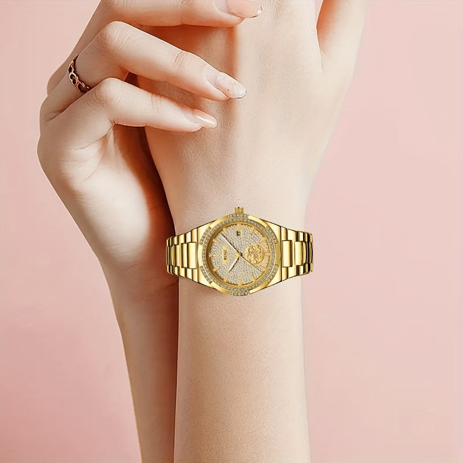 RUIQI Women's Dragon Mechanical Watch – 40mm (1.57 in) Alloy Case, Stainless Steel Bracelet, Luminous Hands & Rhinestones