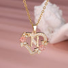 Gold & White Cubic Zirconia Heart-Shaped Rose Letter Pendant Necklace for Women, Valentine's Gift